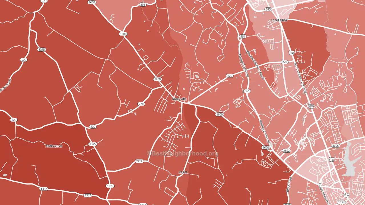 Rineyville, KY block-group political-lean map