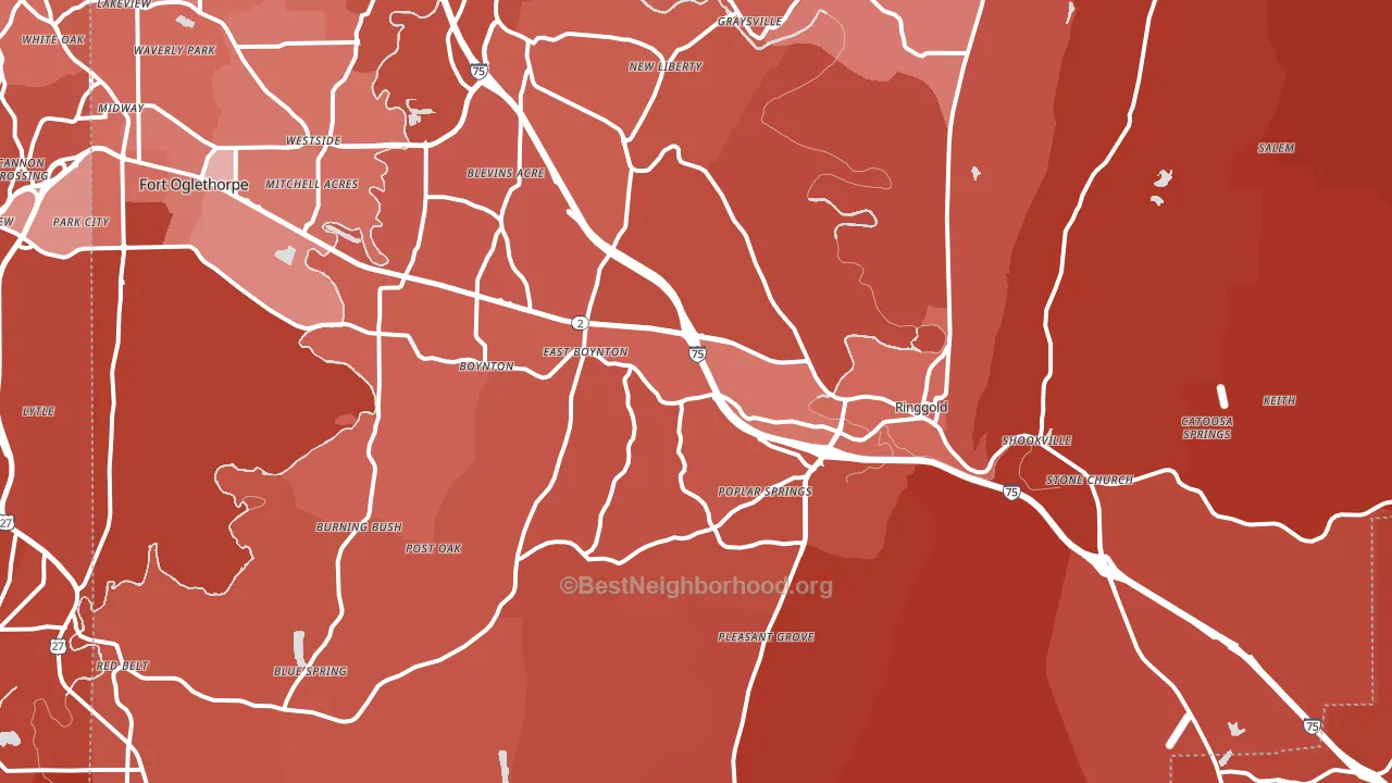 Ringgold, GA block-group political-lean map