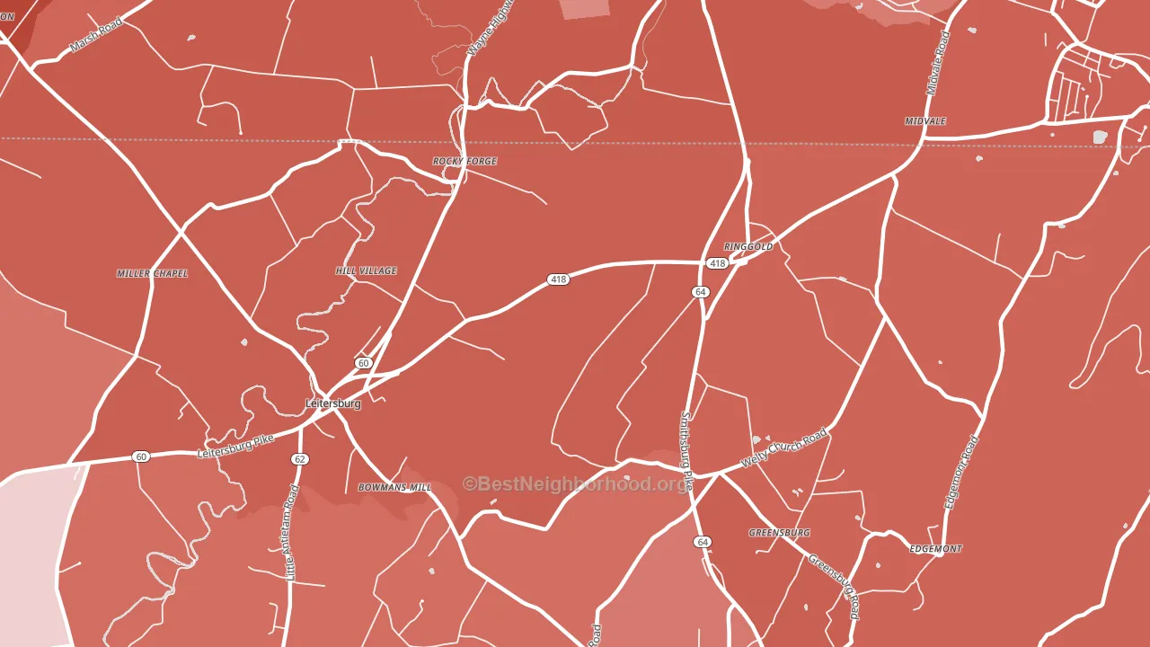Ringgold, MD block-group political-lean map