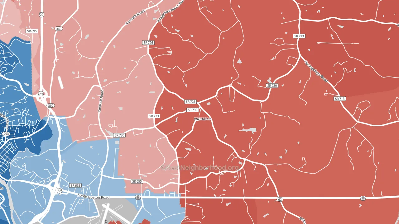 Ringgold, VA block-group political-lean map