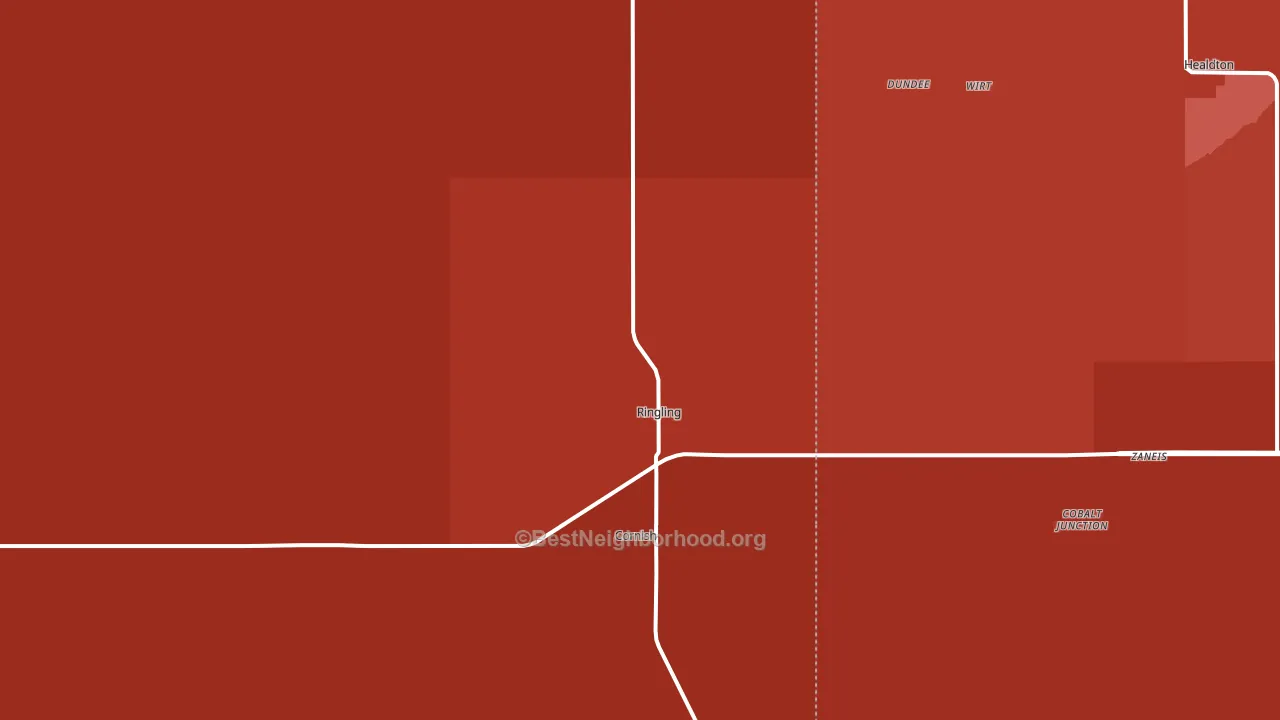 Ringling, OK block-group political-lean map