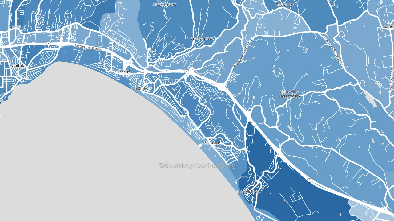 Rio del Mar, CA block-group political-lean map