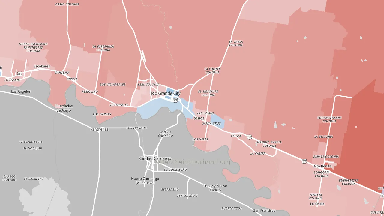 Rio Grande City, TX block-group political-lean map
