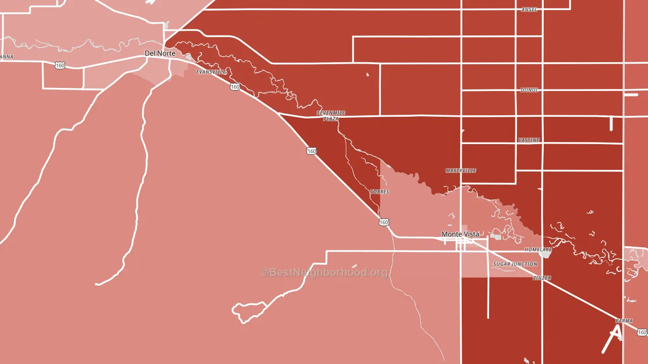 Rio Grande County, CO block-group political-lean map