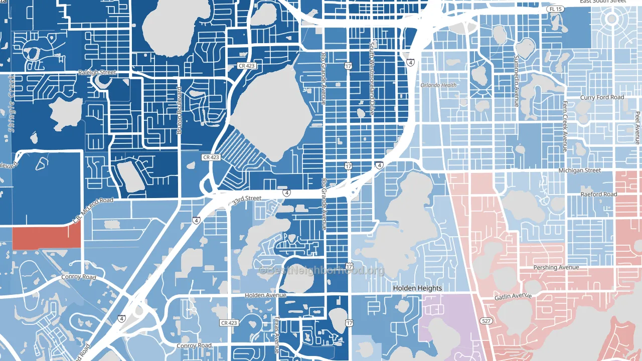 Rio Grande Park, Orlando, FL block-group political-lean map
