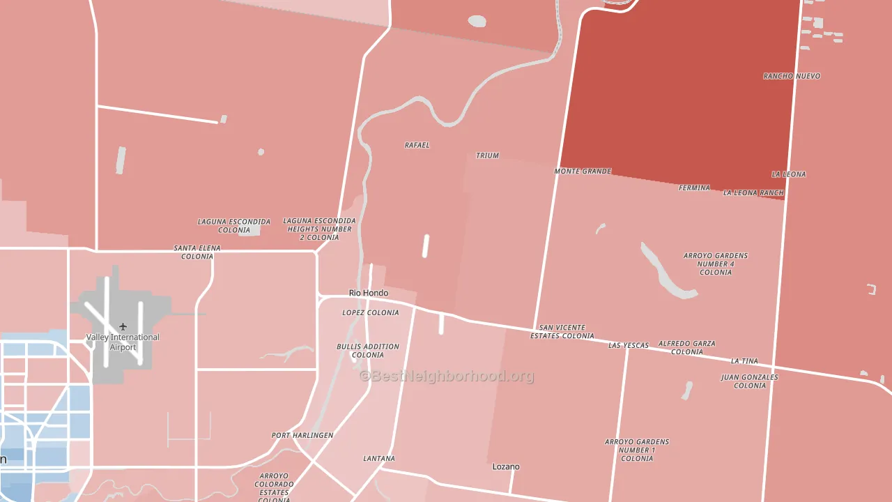 Rio Hondo, TX block-group political-lean map