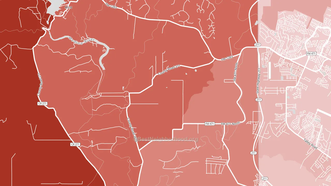 Rio Medina, TX block-group political-lean map