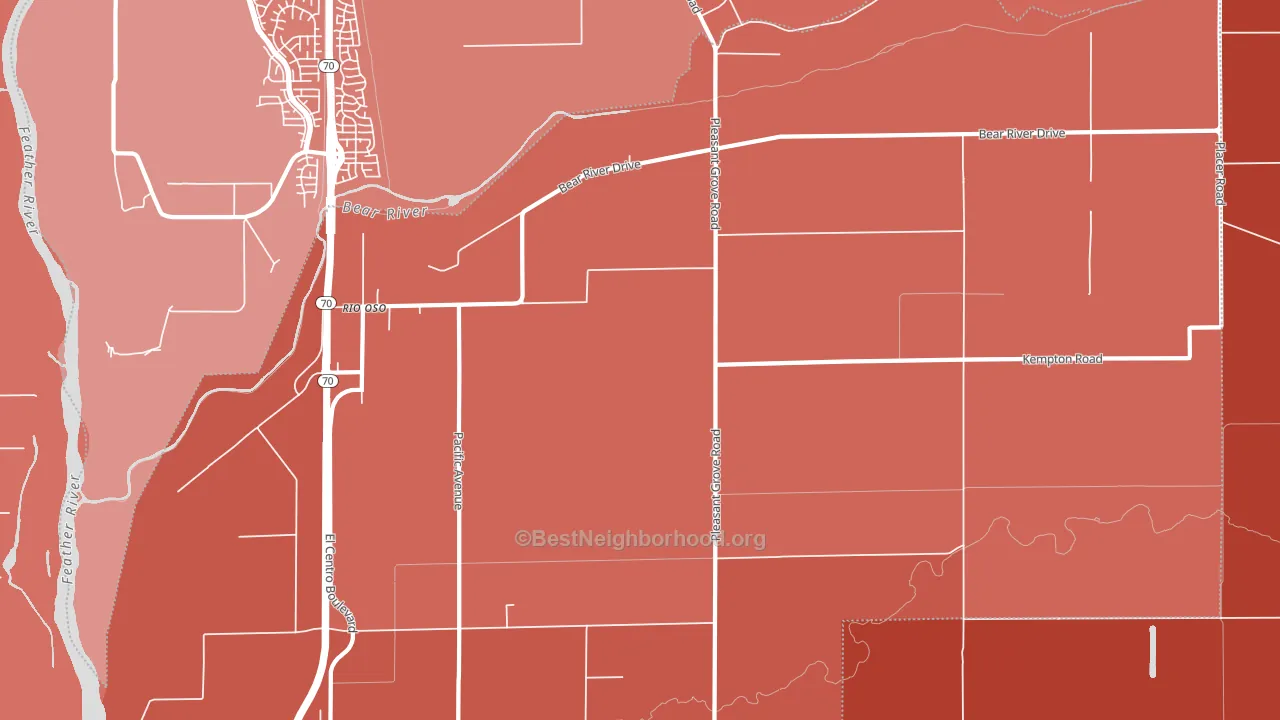 Rio Oso, CA block-group political-lean map