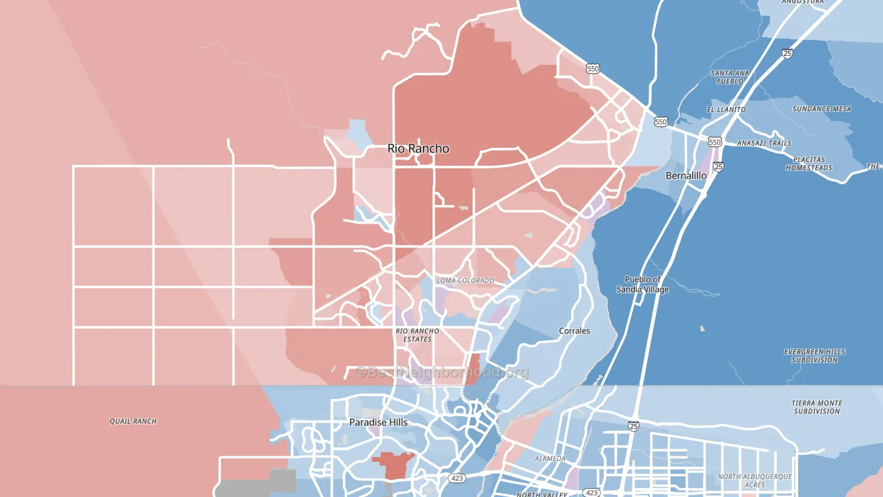 Rio Rancho, NM block-group political-lean map