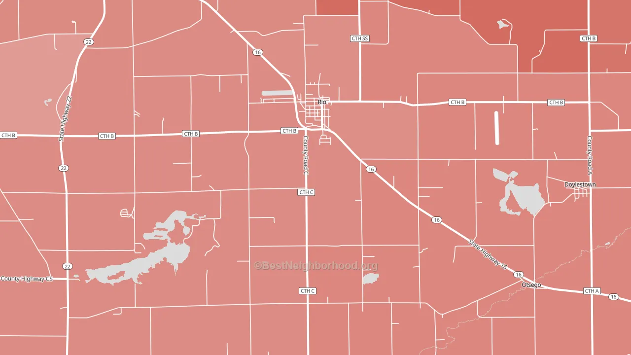 Rio, WI block-group political-lean map