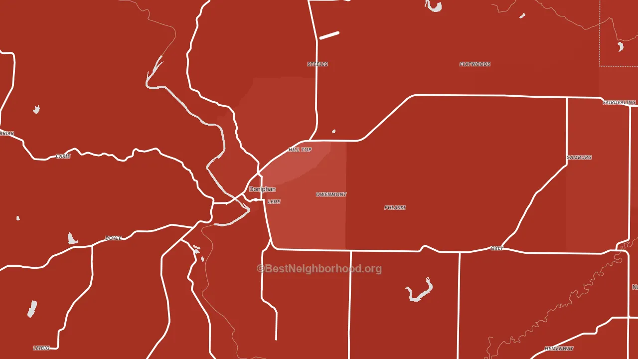 Ripley County, MO block-group political-lean map