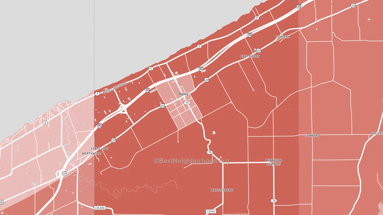 Ripley, NY block-group political-lean map