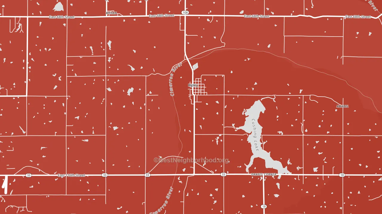 Ripley, OK block-group political-lean map