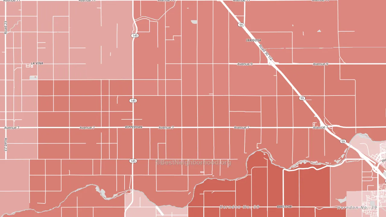 Ripperdan, CA block-group political-lean map