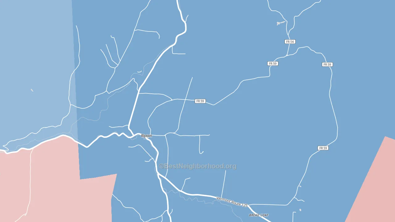 Ripton, VT block-group political-lean map