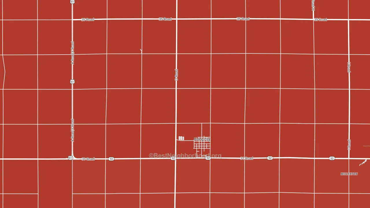Rising City, NE block-group political-lean map