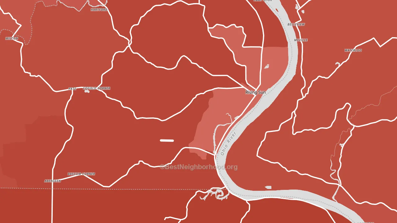 Rising Sun, IN block-group political-lean map