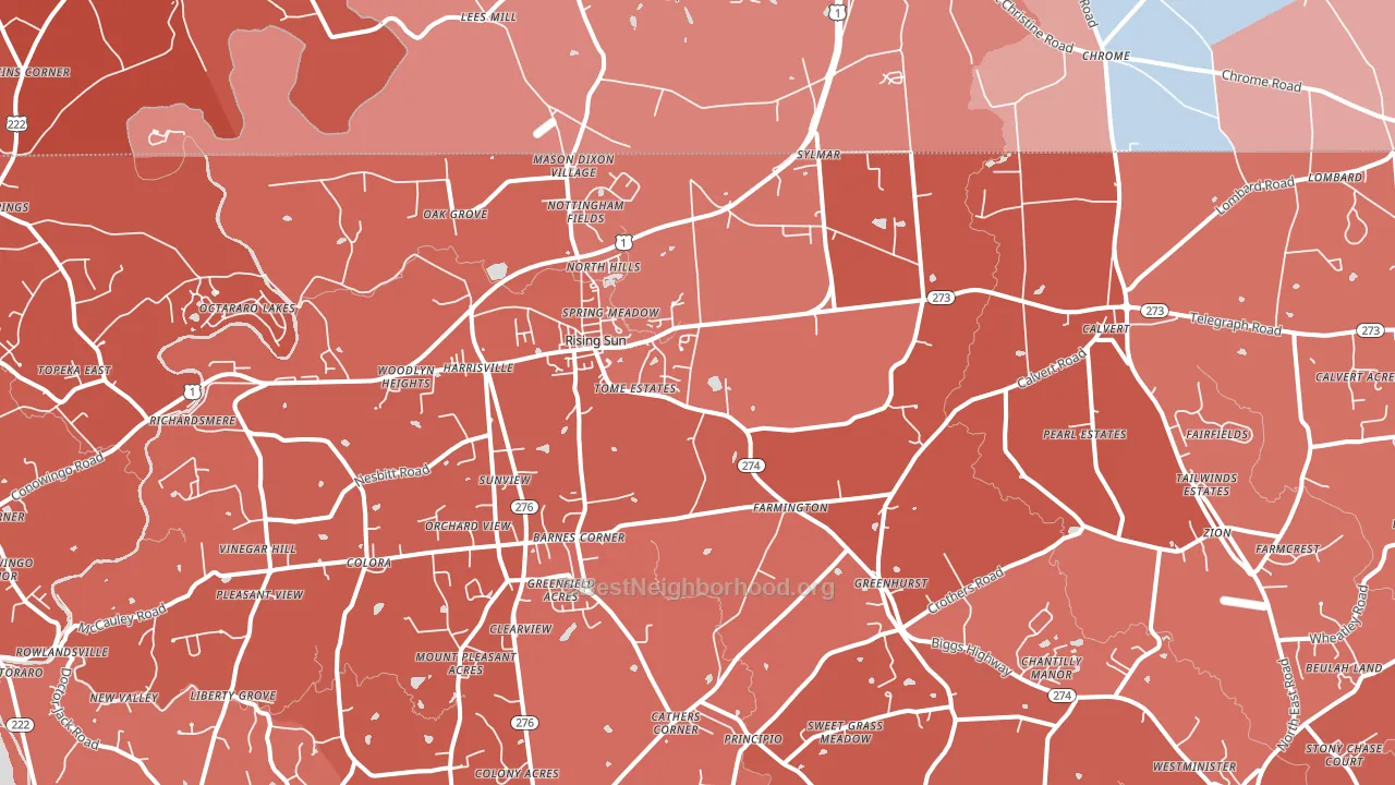 Rising Sun, MD block-group political-lean map