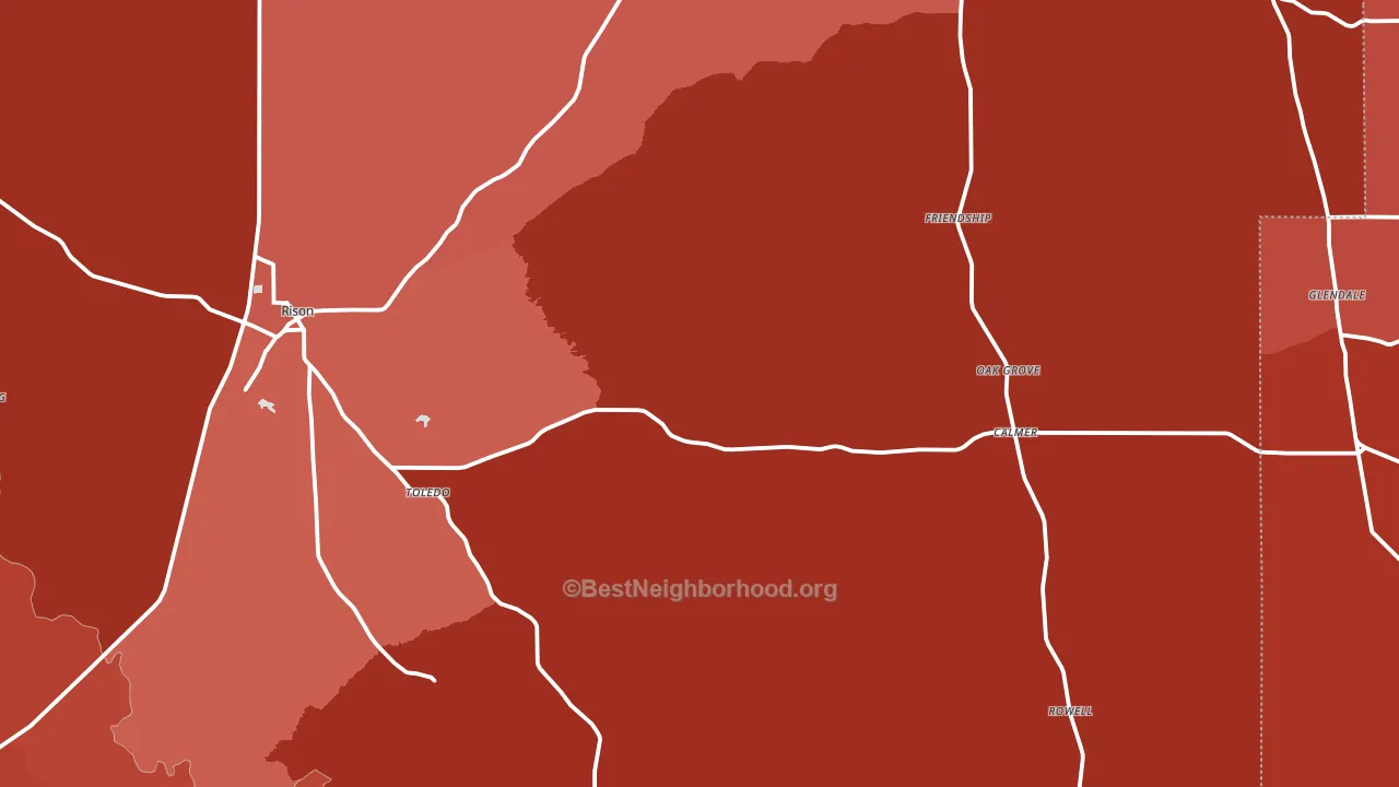 Rison, AR block-group political-lean map