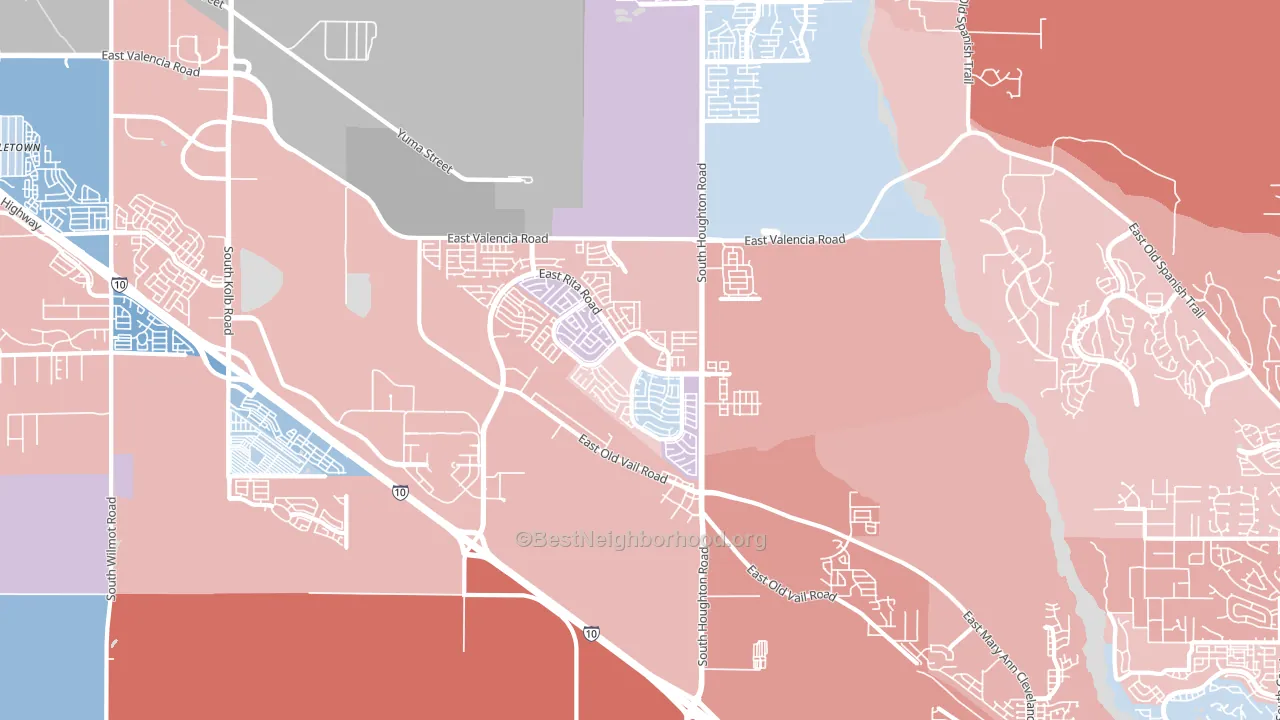 Rita Ranch, Tucson, AZ block-group political-lean map