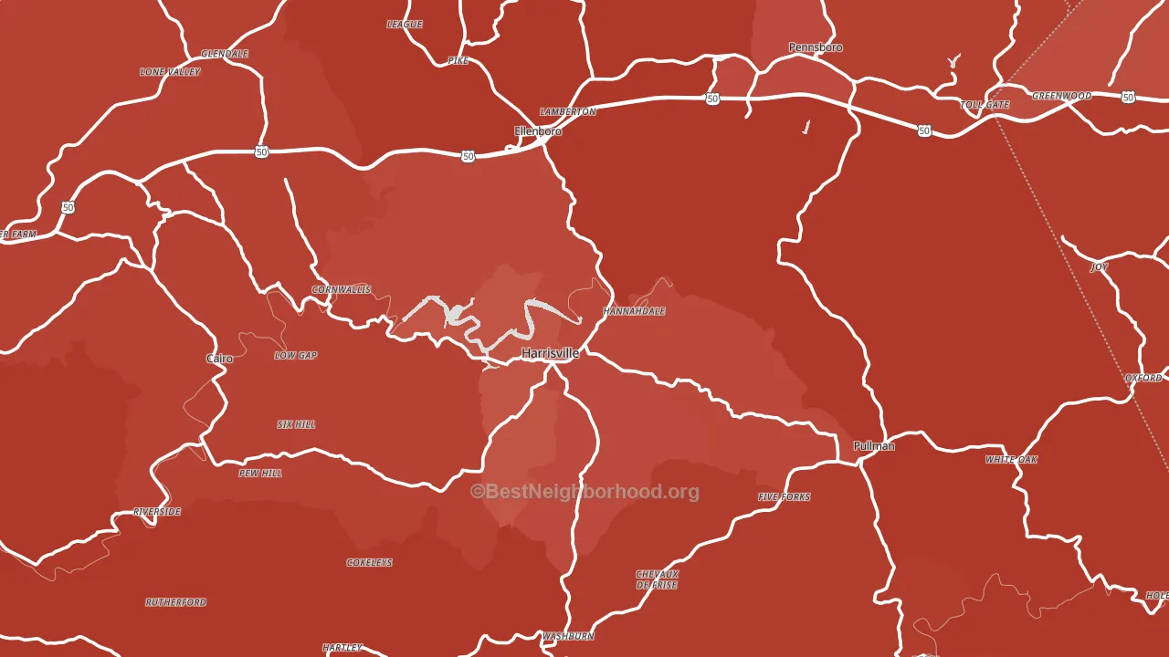 Ritchie County, WV block-group political-lean map