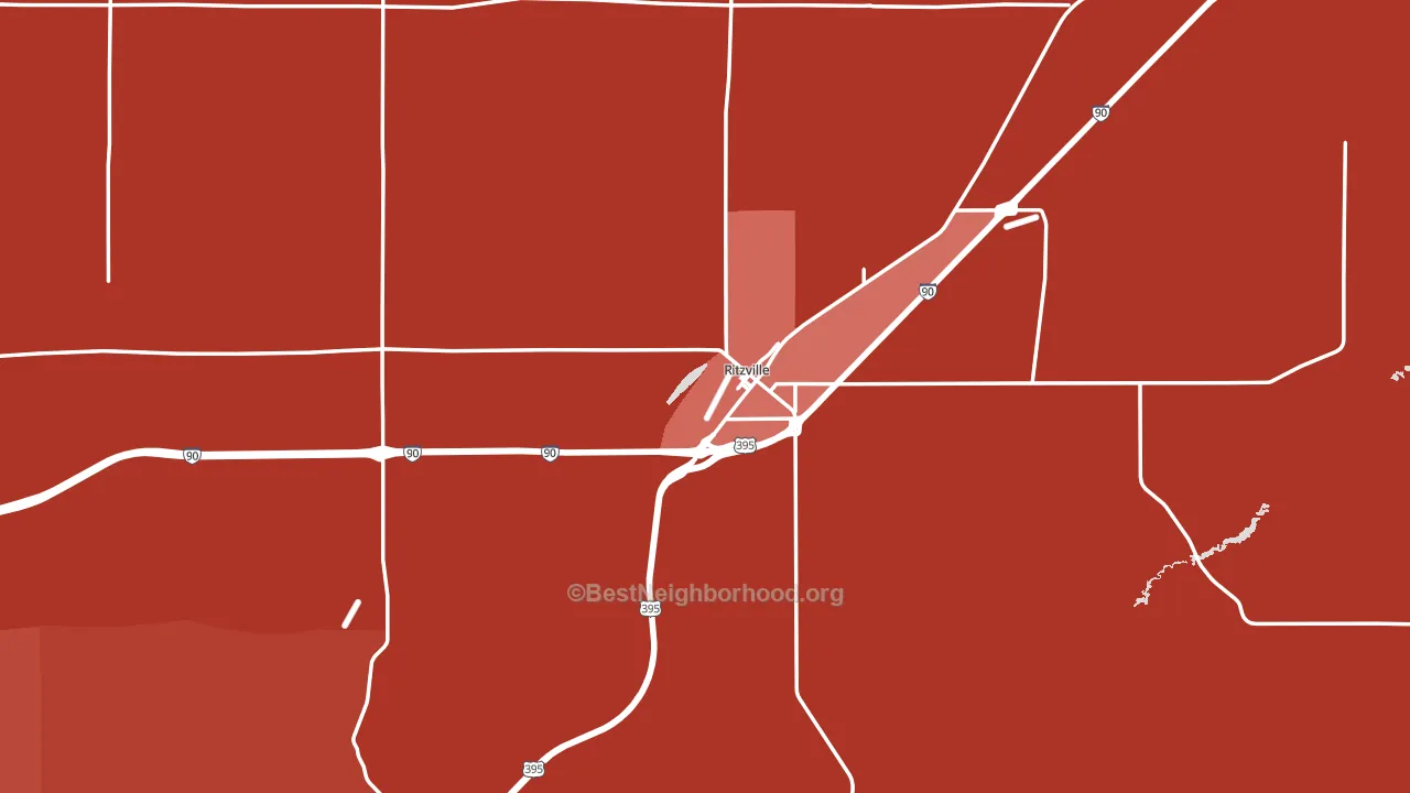 Ritzville, WA block-group political-lean map