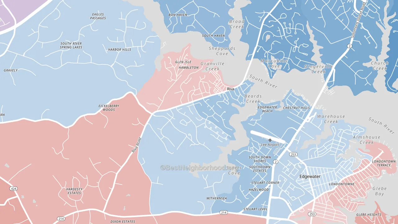 Riva, MD block-group political-lean map
