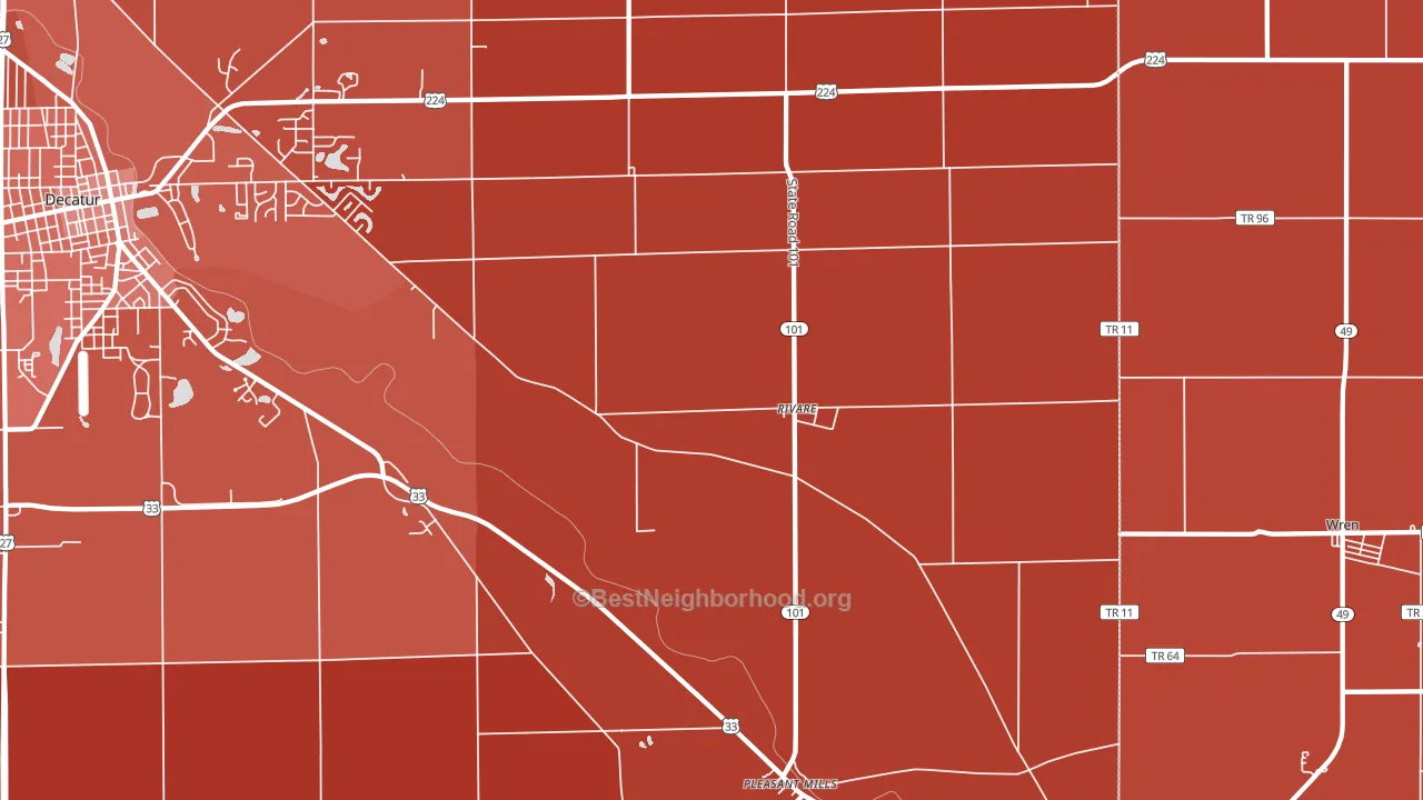 Rivare, IN block-group political-lean map