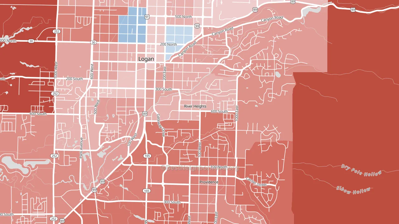 River Heights, UT block-group political-lean map