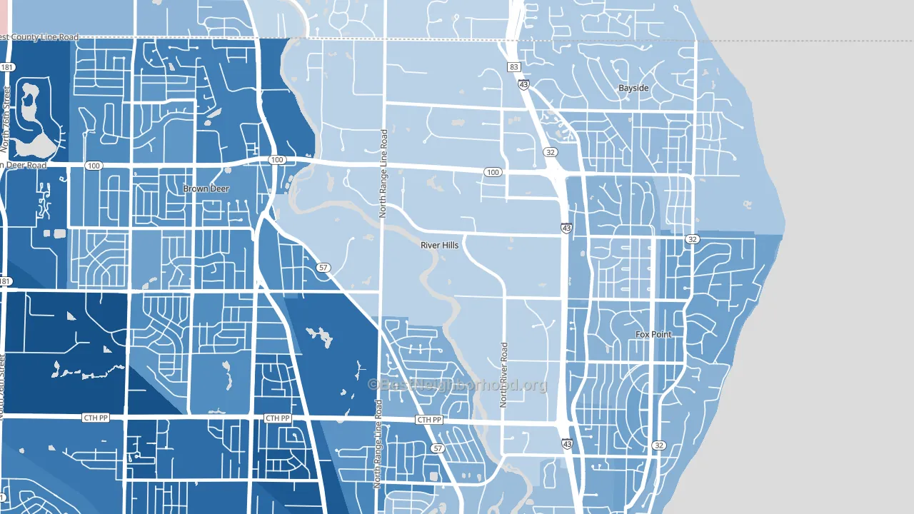 River Hills, WI block-group political-lean map