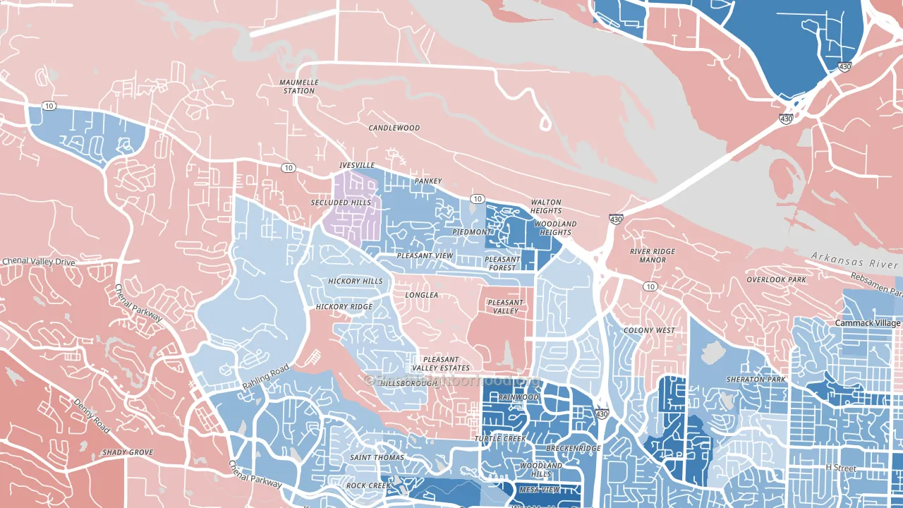 River Mountain, Little Rock, AR block-group political-lean map