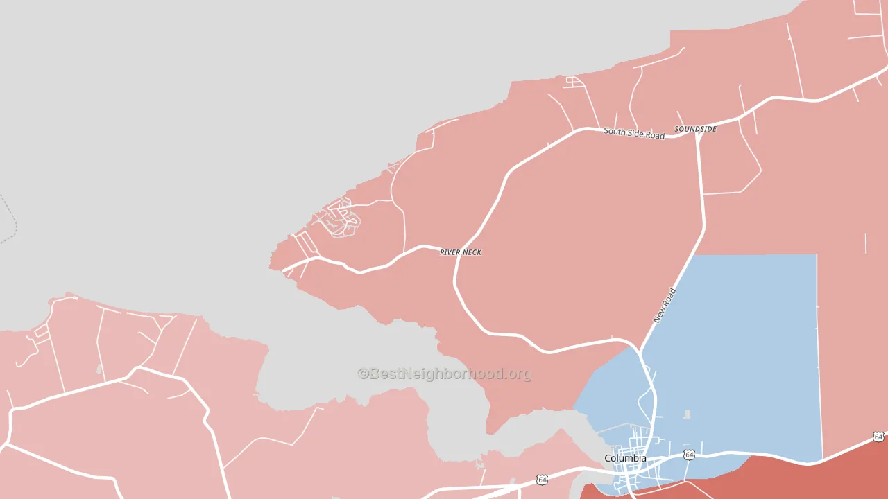 River Neck, NC block-group political-lean map