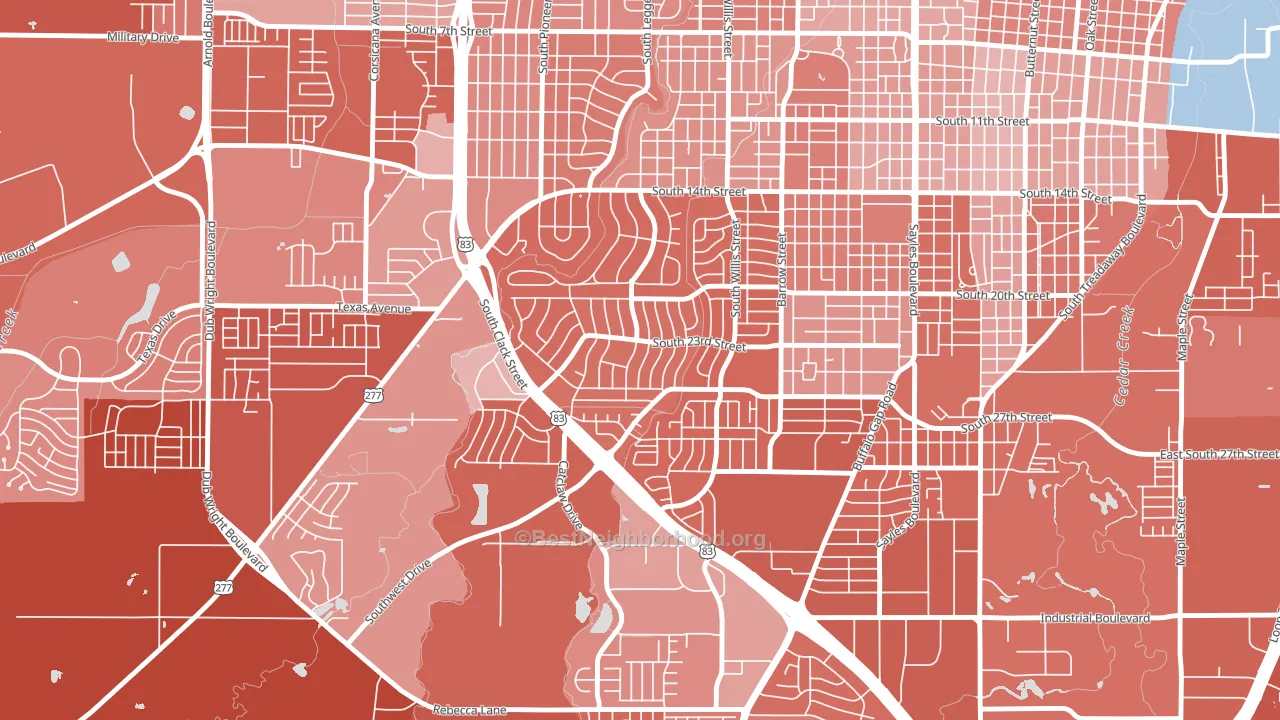 River Oaks-Brookhollow, Abilene, TX block-group political-lean map