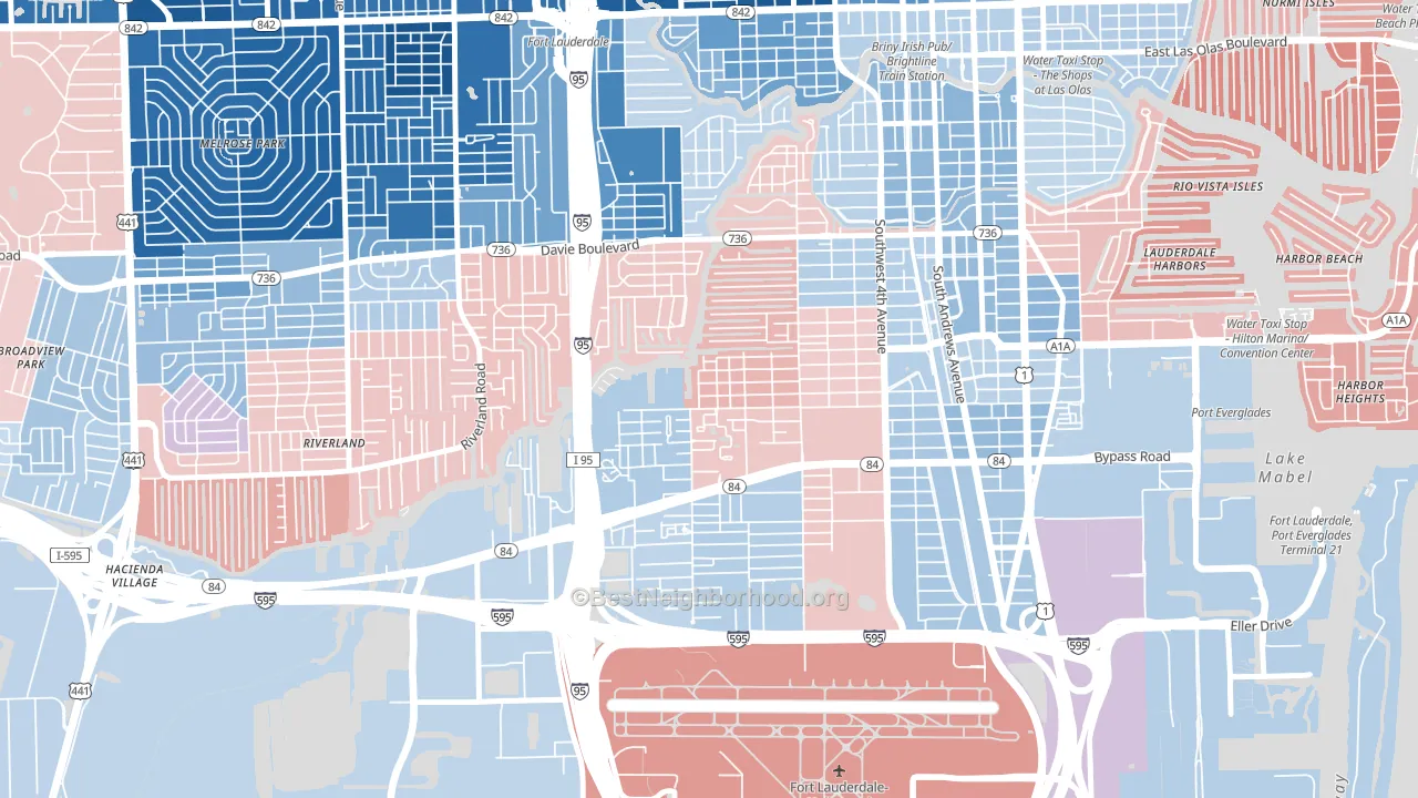 River Oaks, Fort Lauderdale, FL block-group political-lean map