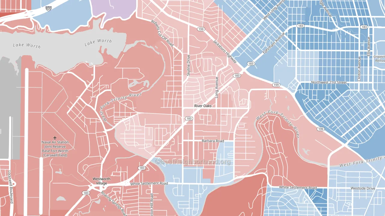 River Oaks, TX block-group political-lean map
