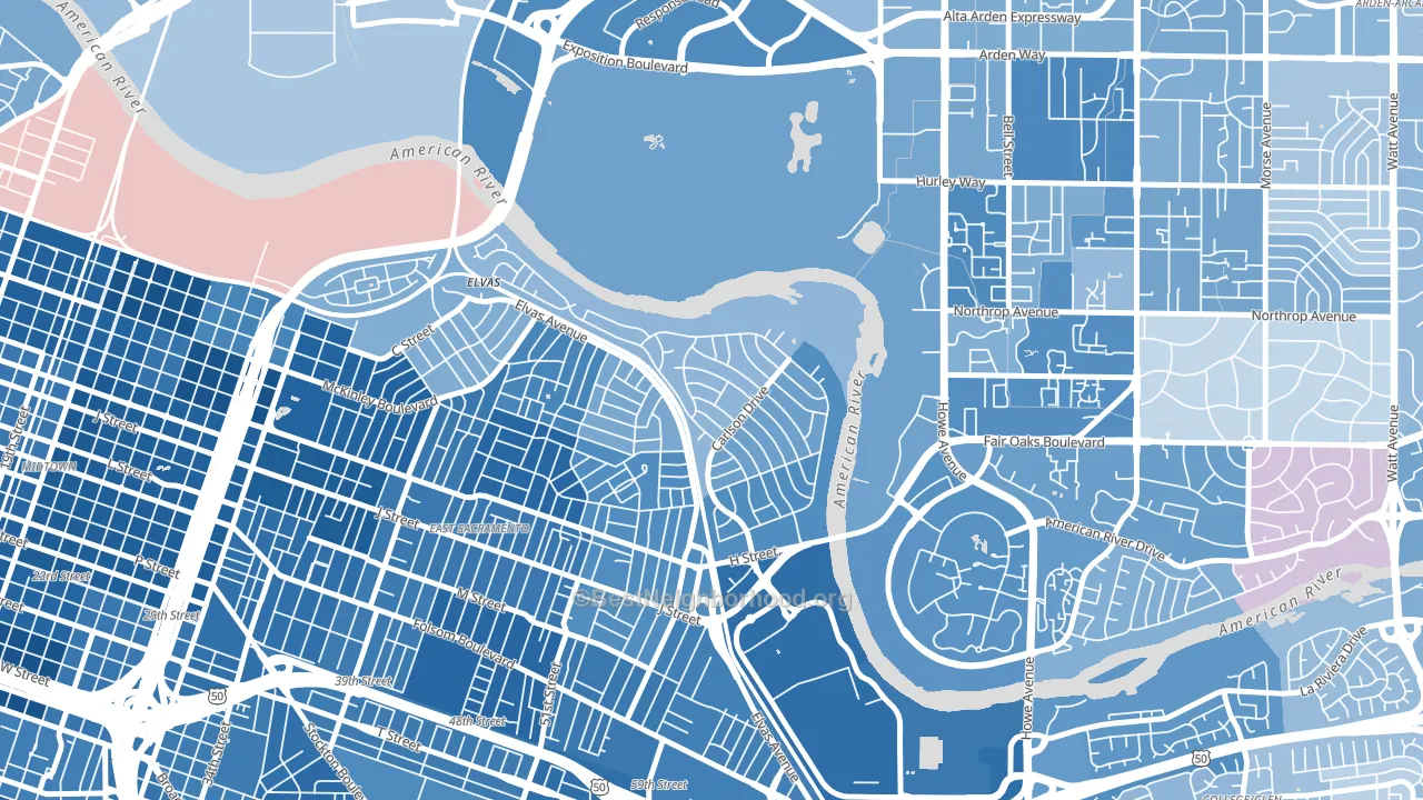 River Park, Sacramento, CA block-group political-lean map