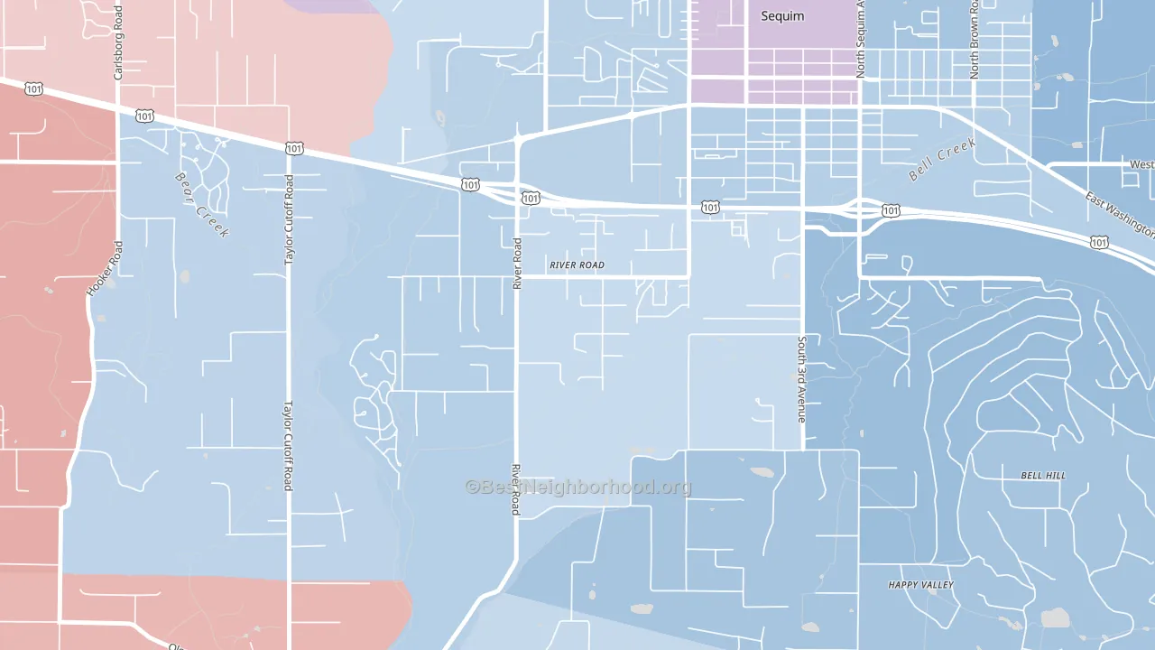 River Road, WA block-group political-lean map