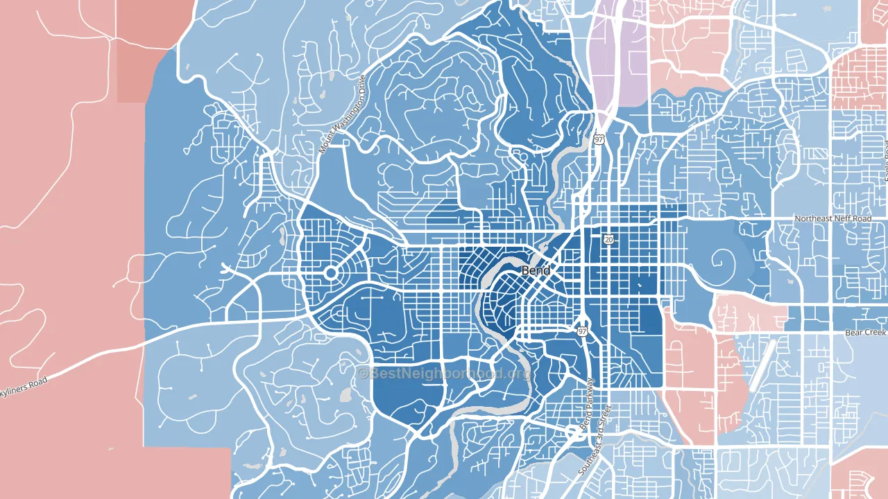 River West, Bend, OR block-group political-lean map