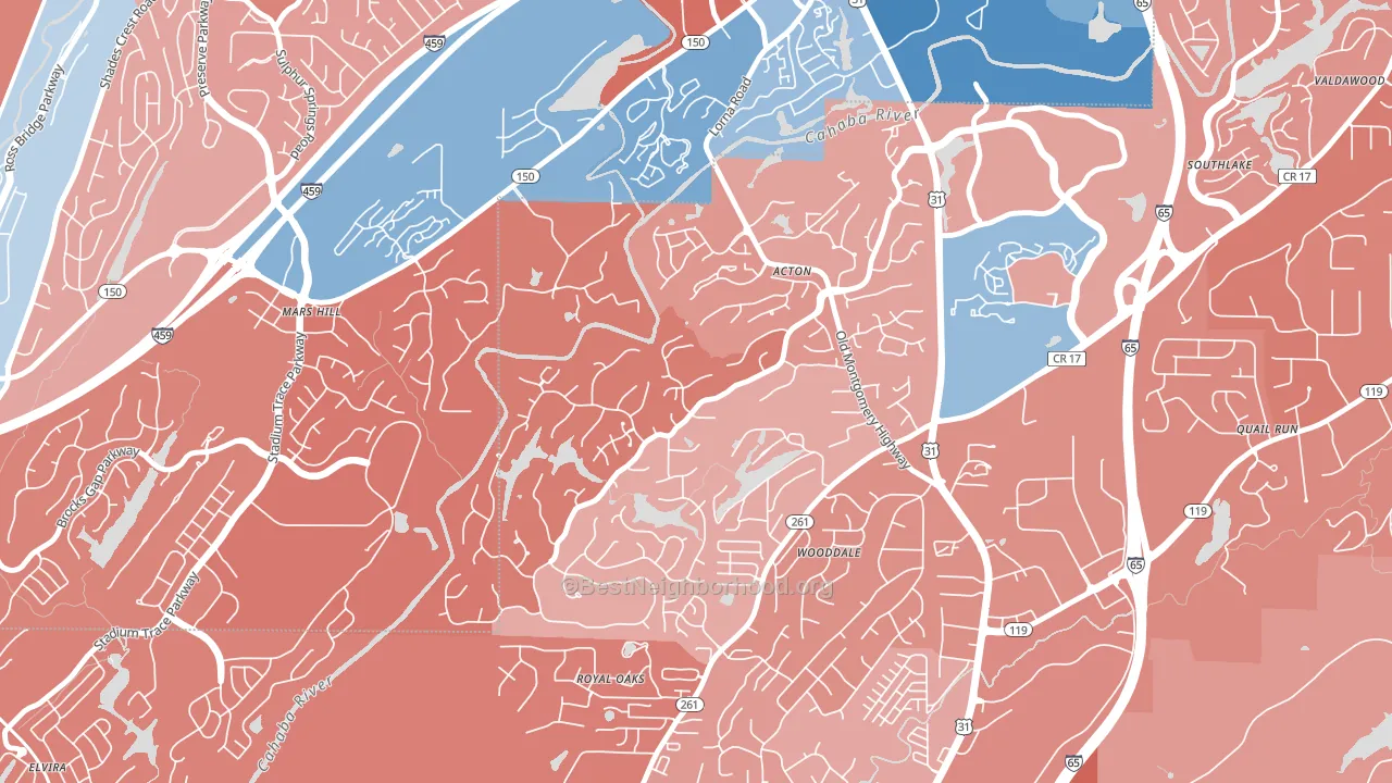 Riverchase Country Club, Hoover, AL block-group political-lean map