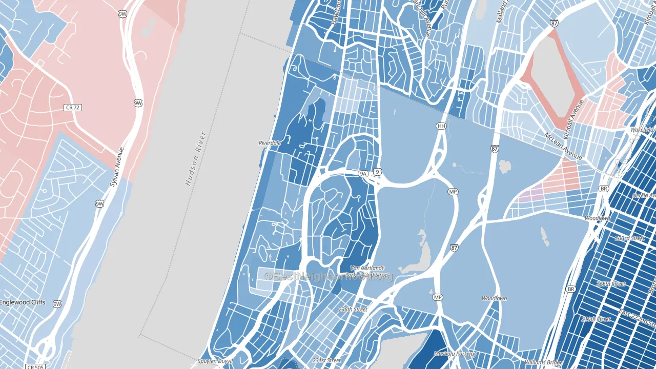 Riverdale, Bronx, NY block-group political-lean map