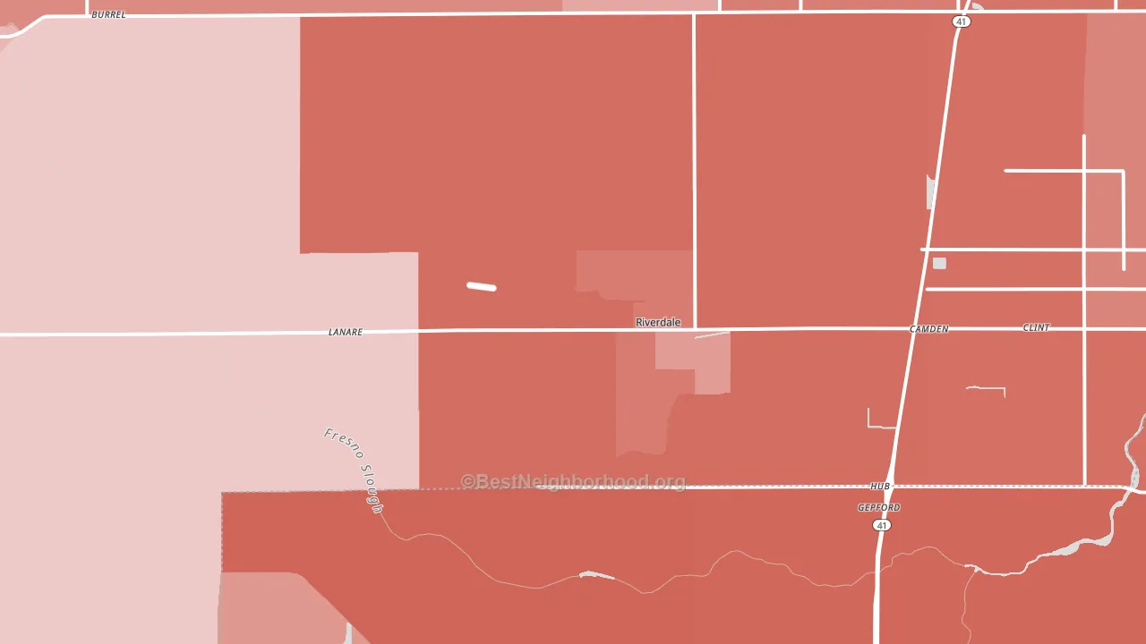 Riverdale, CA block-group political-lean map