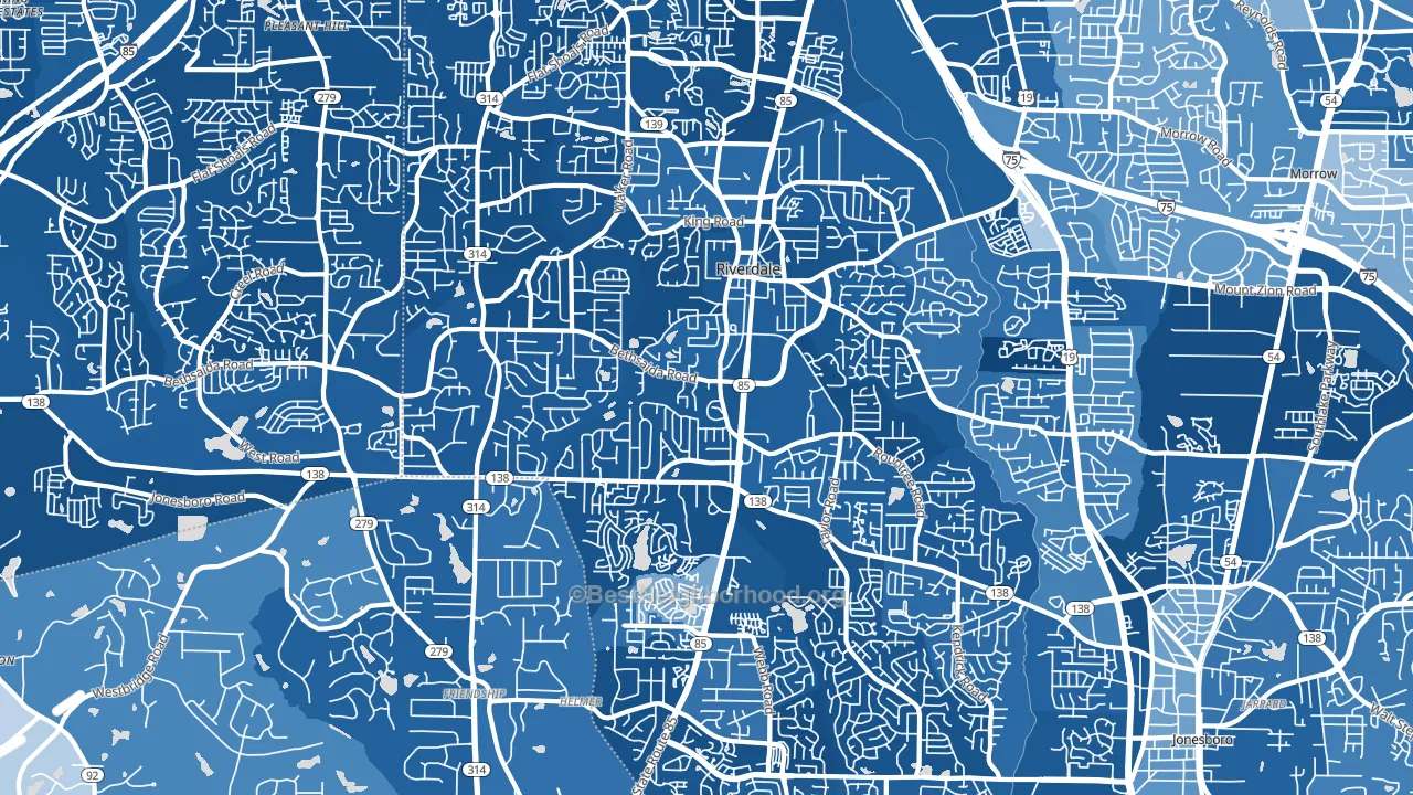 Riverdale, GA block-group political-lean map
