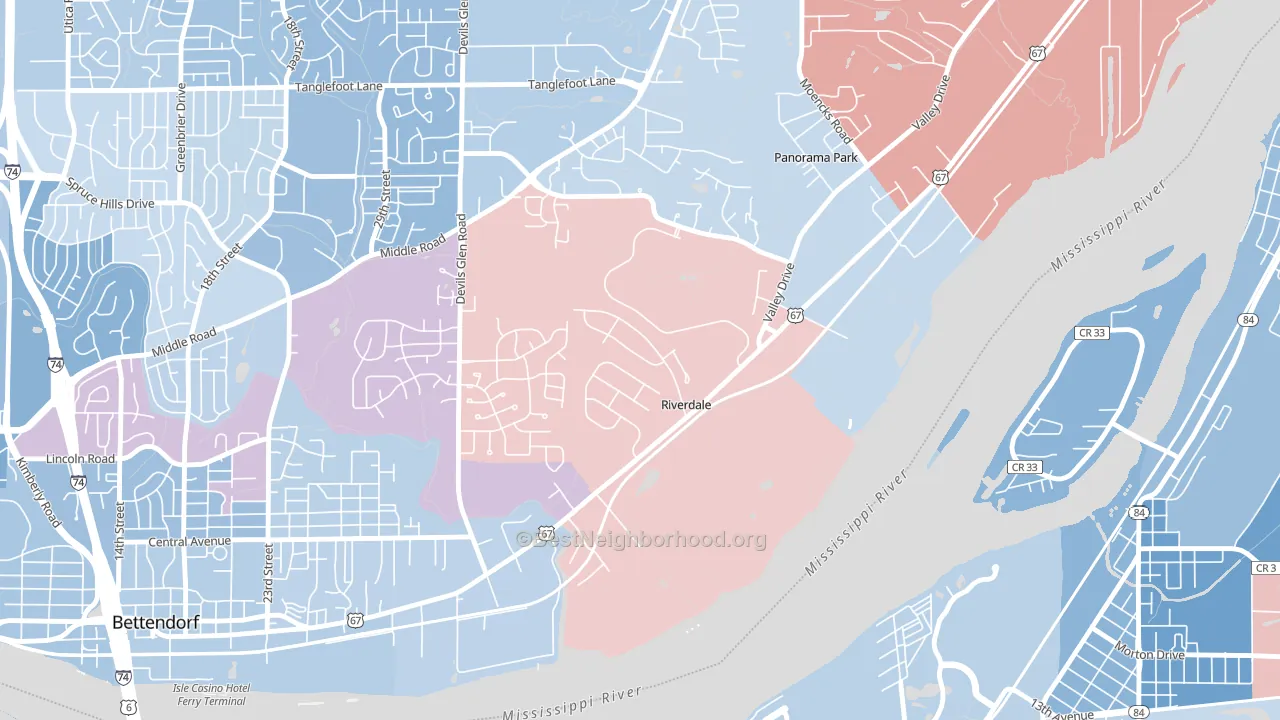 Riverdale, IA block-group political-lean map