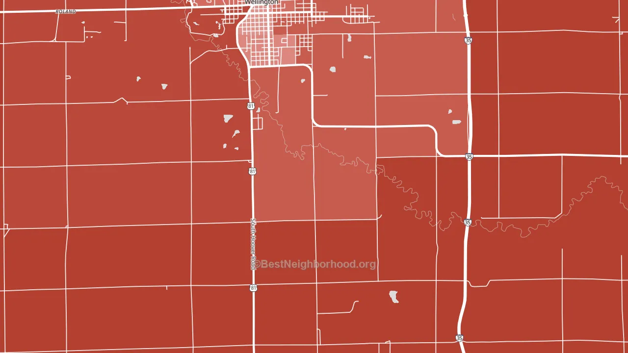 Riverdale, KS block-group political-lean map