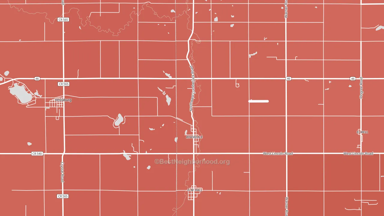 Riverdale, MI block-group political-lean map