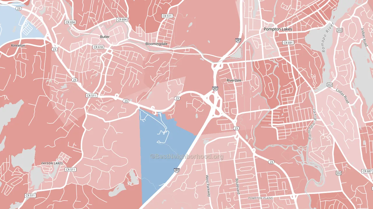 Riverdale, NJ block-group political-lean map