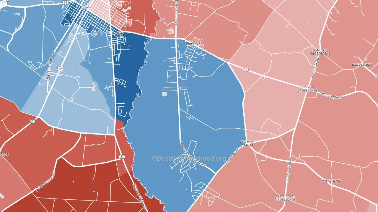 Riverdale, SC block-group political-lean map