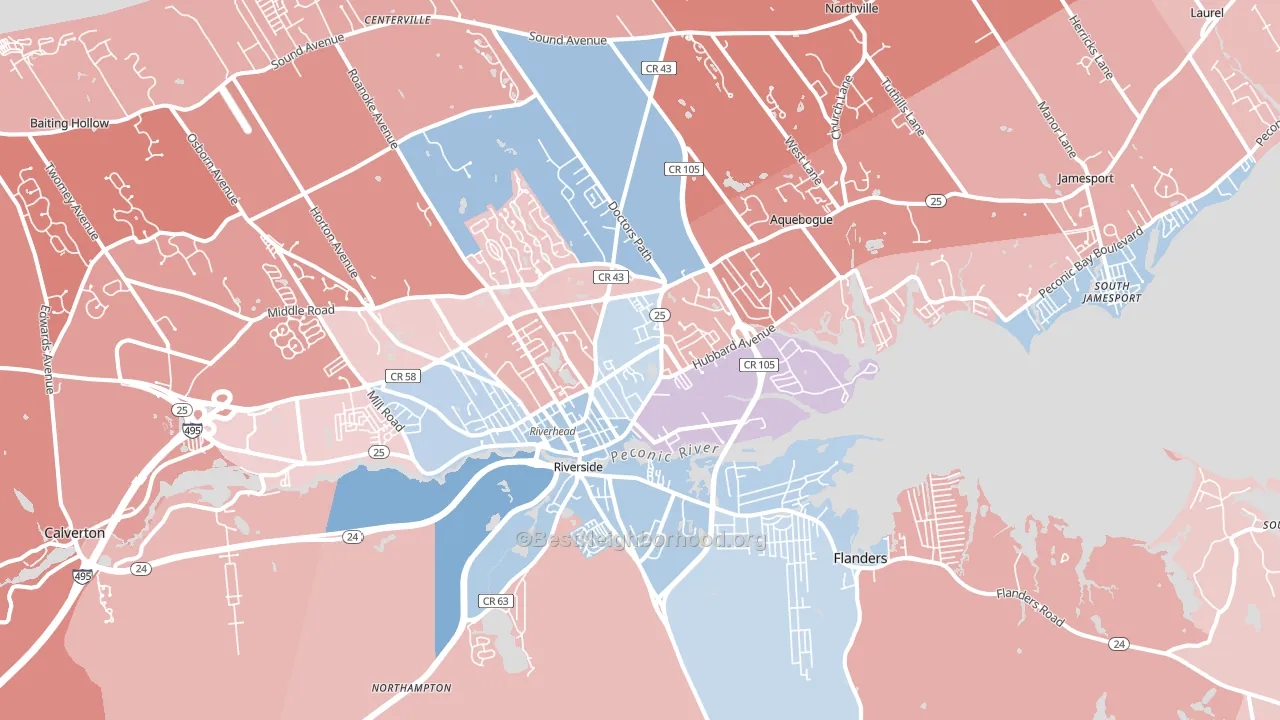 Riverhead, NY block-group political-lean map