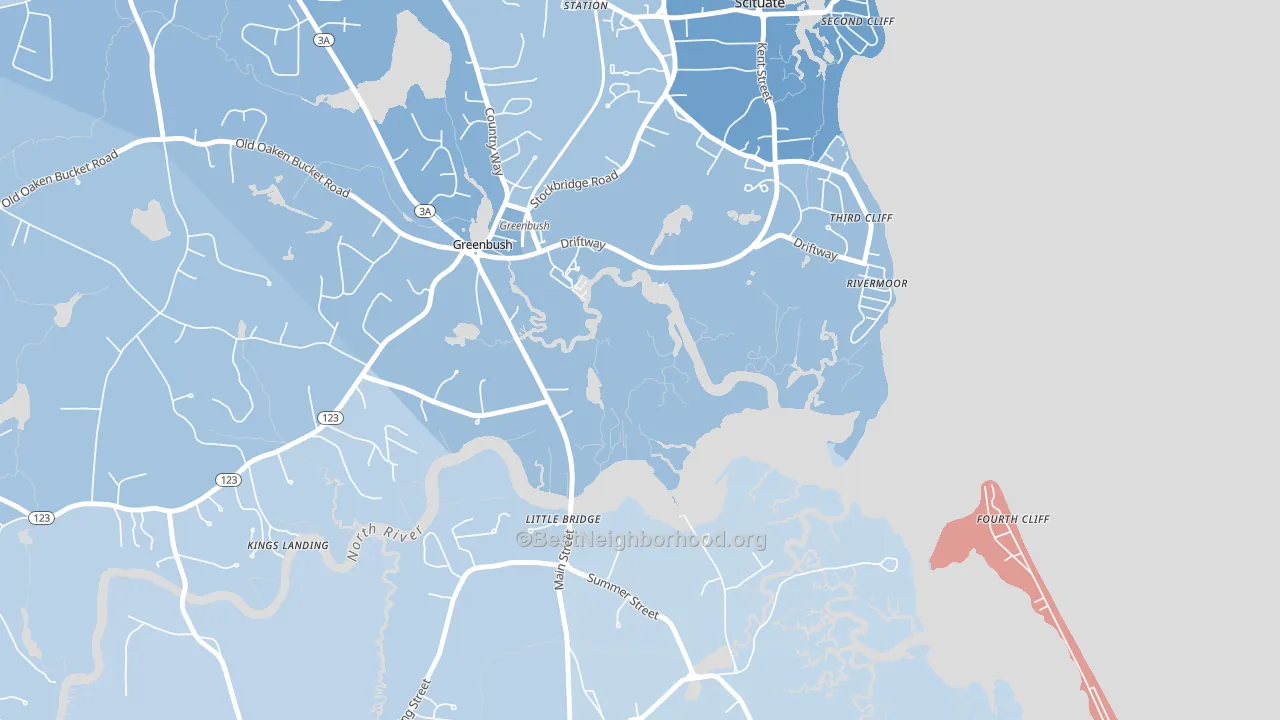 Rivermoor, MA block-group political-lean map