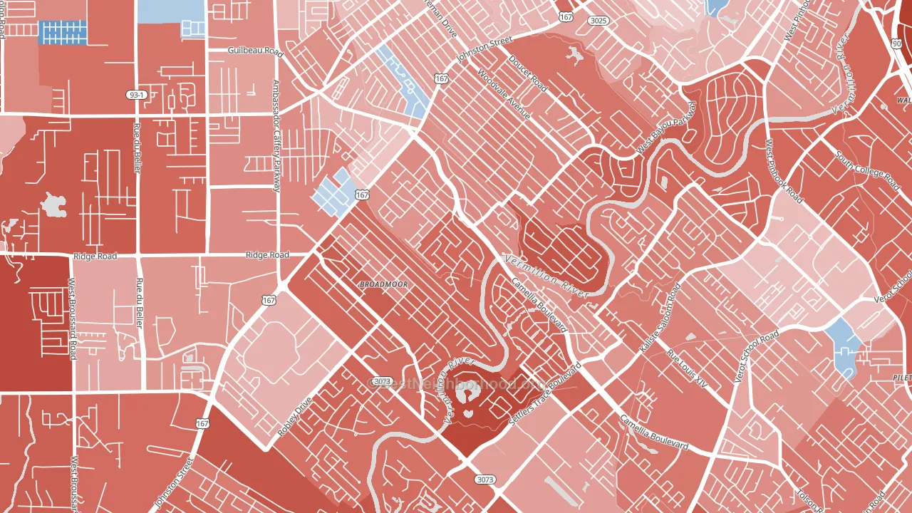 Rivers Bend Estates, Lafayette, LA block-group political-lean map